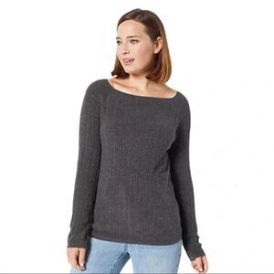 NWT Barefoot Dreams CozyChic Ultra Lite Rib Pullover 1X Deep Violet
